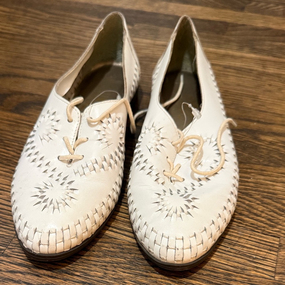 Vintage Leather Collection White Leather Lace-Up Oxford Flats | Sz 7